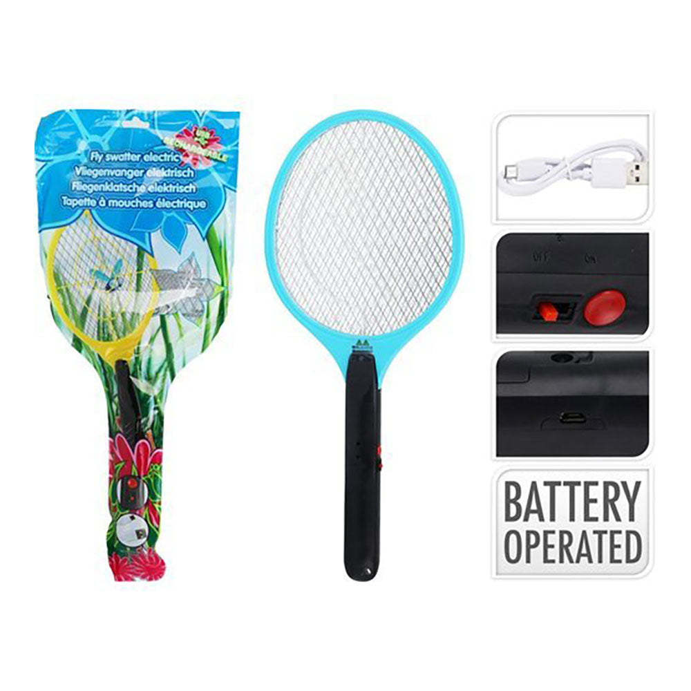 Raqueta Eléctrica Mata Mosquitos y Moscas Recargable USB – 48×21 cm