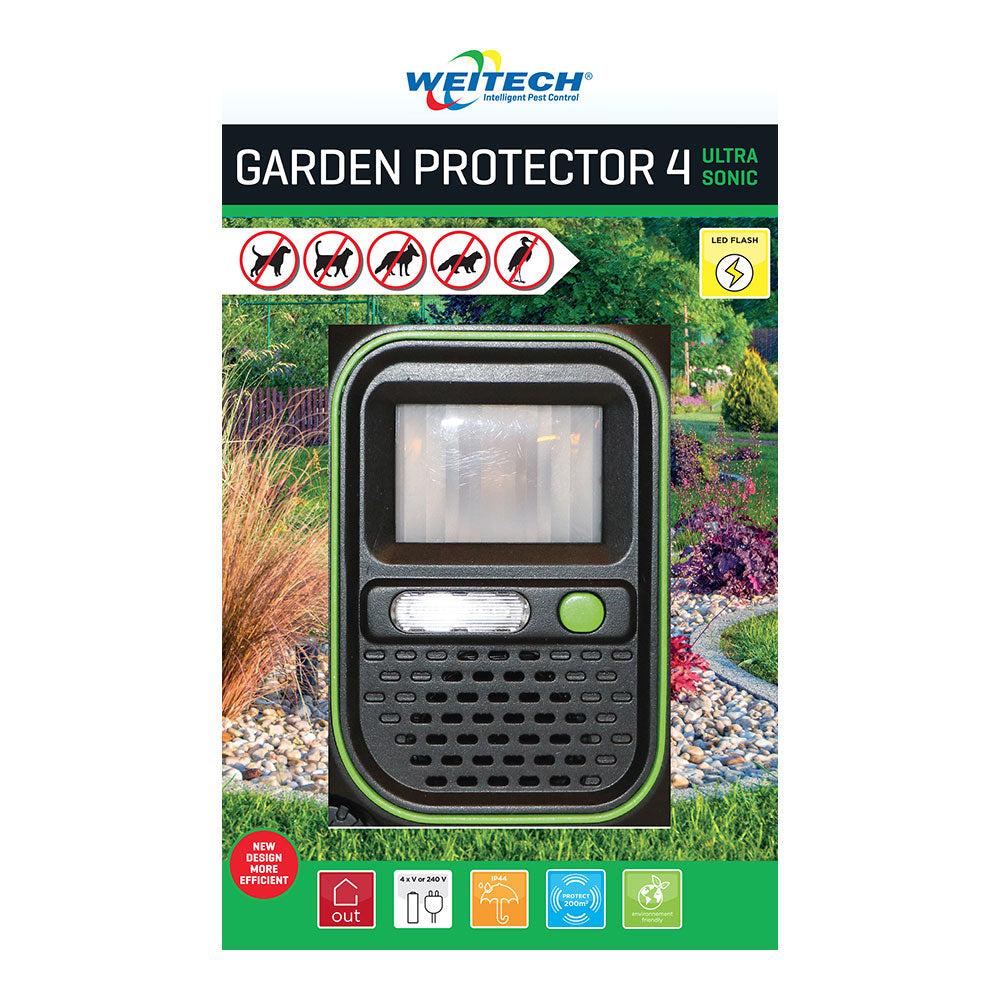 Ahuyentador Ultrasónico con Flash para Exterior – 200 m² – Weitech
