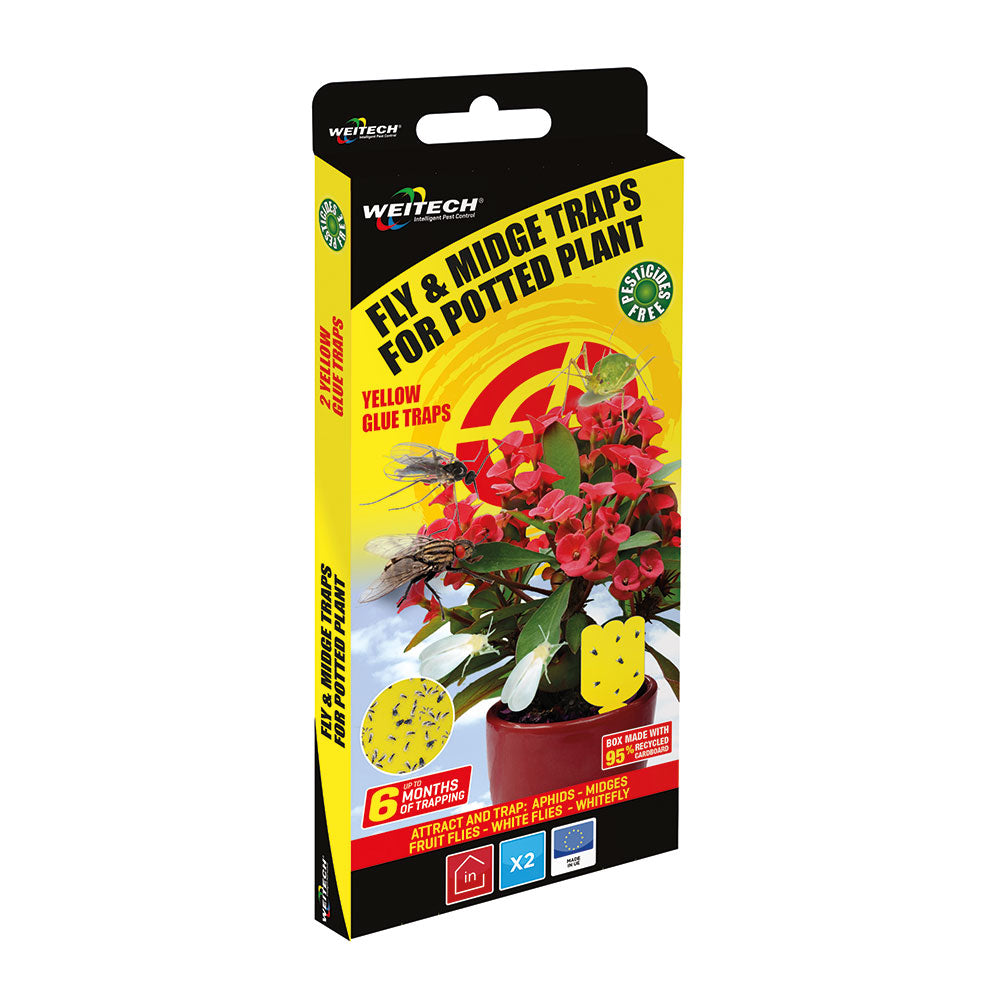 Trampas Adhesivas para Mosquitos y Moscas (2 uds) – Especial Macetas – Weitech