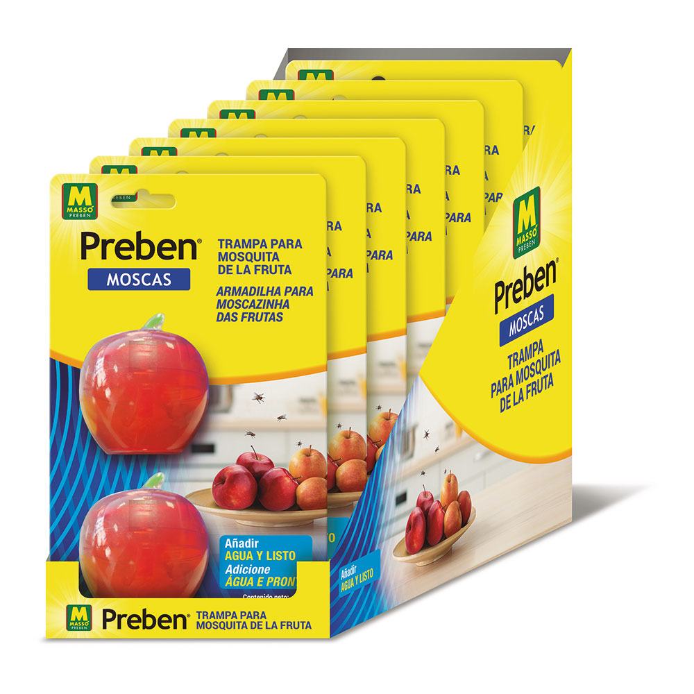 Trampas para Mosca de la Fruta Preben Massó (2 uds + 2 Recambios) – Uso Interior, Sin Insecticida