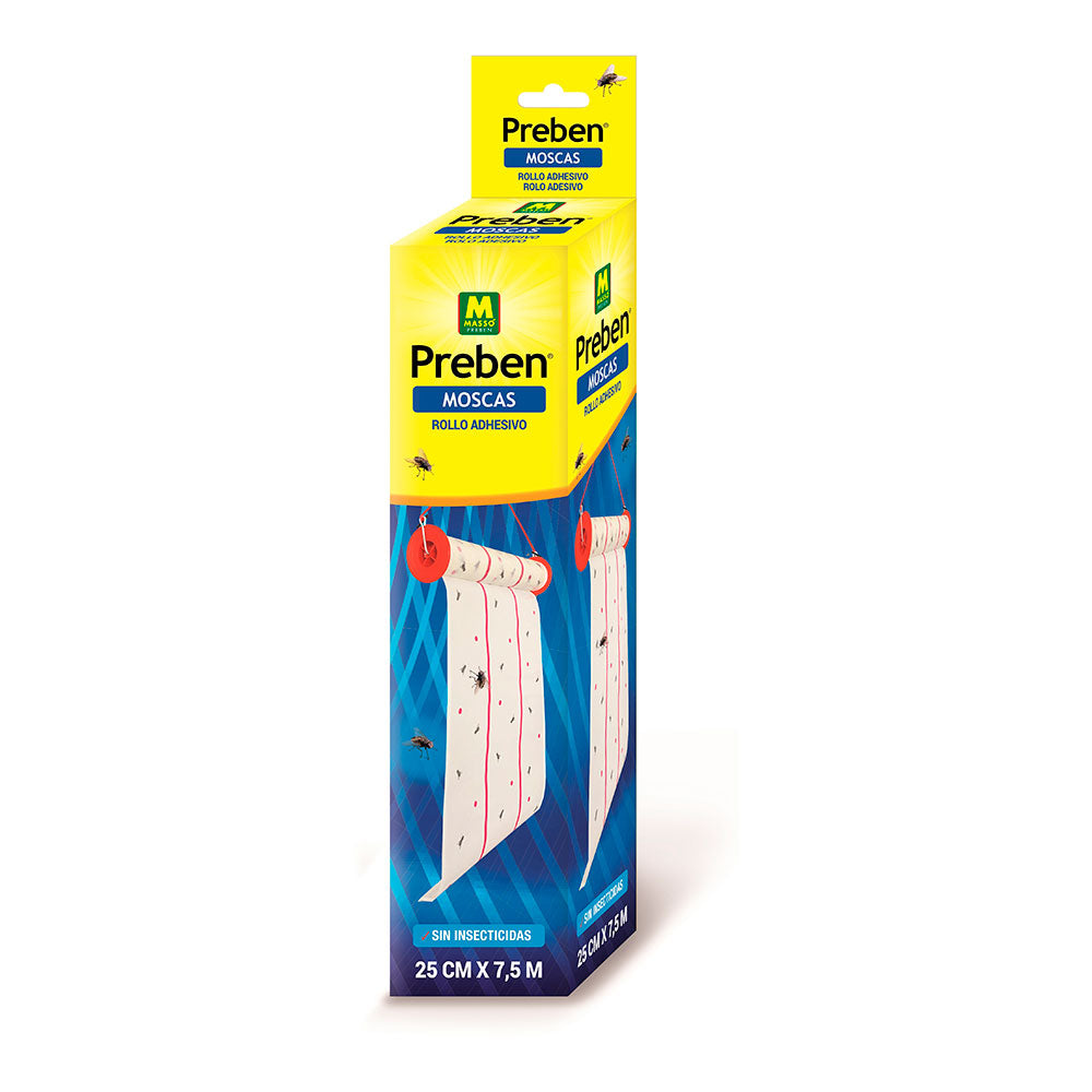 Rollo Atrapa Moscas Preben Massó 7,5 m – Sin Insecticidas, Ideal para Establos y Zonas con Animales