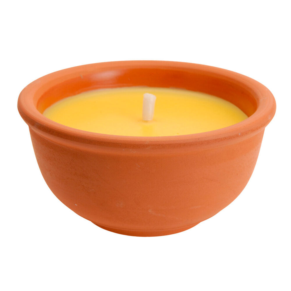 Vela Citronela Antimosquitos con Recipiente de Barro – Ø13×6,5 cm