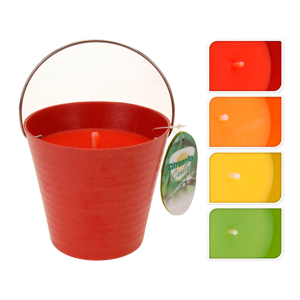 Vela Citronela Antimosquitos con Recipiente Metálico – 230 g Ø12,5×11 cm – Colores Surtidos