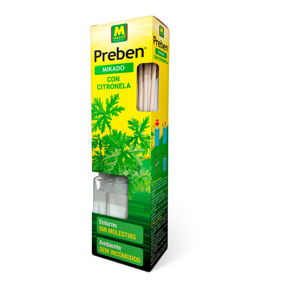 Mikado Repelente con Citronela Preben Massó 45 ml – Difusor Natural para Mosquitos y Moscas