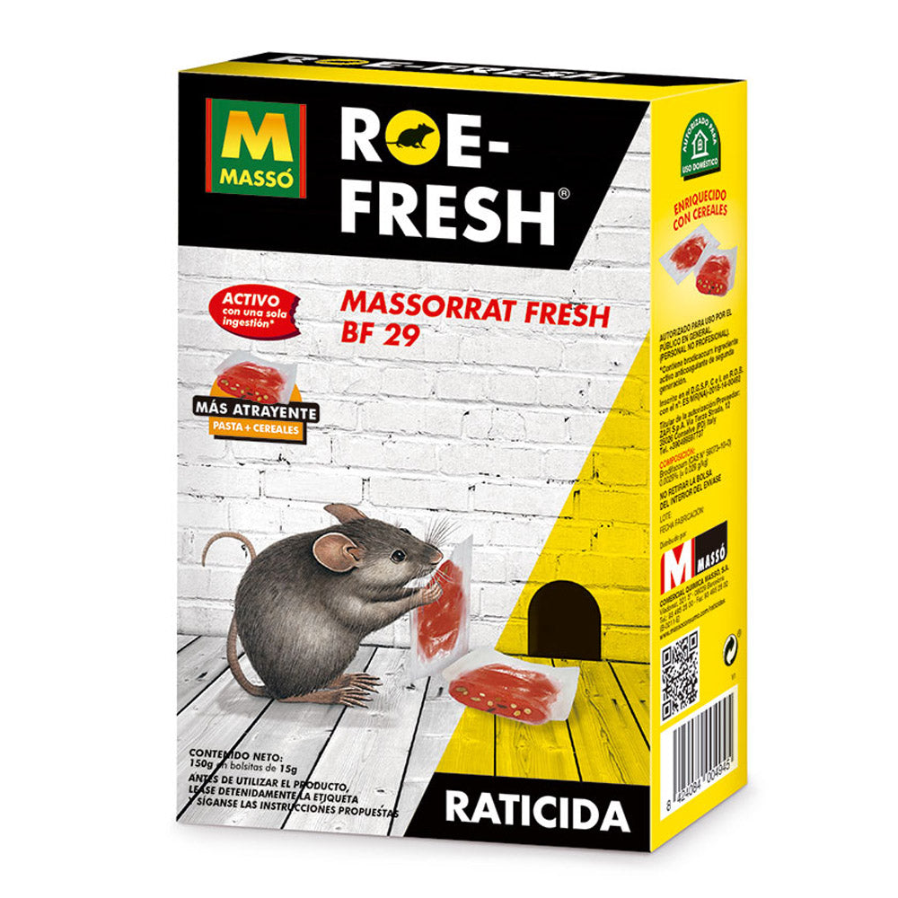 Raticida Fresco Roe-Fresh Massó 150 g – Cebo Blando para Ratas y Ratones