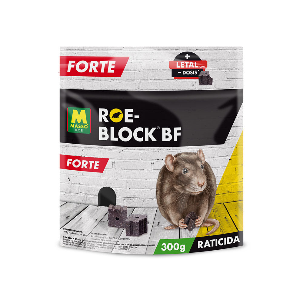 Raticida en Bloque Roe-Block FORTE BF Massó 300 g – Máxima Eficacia Profesional