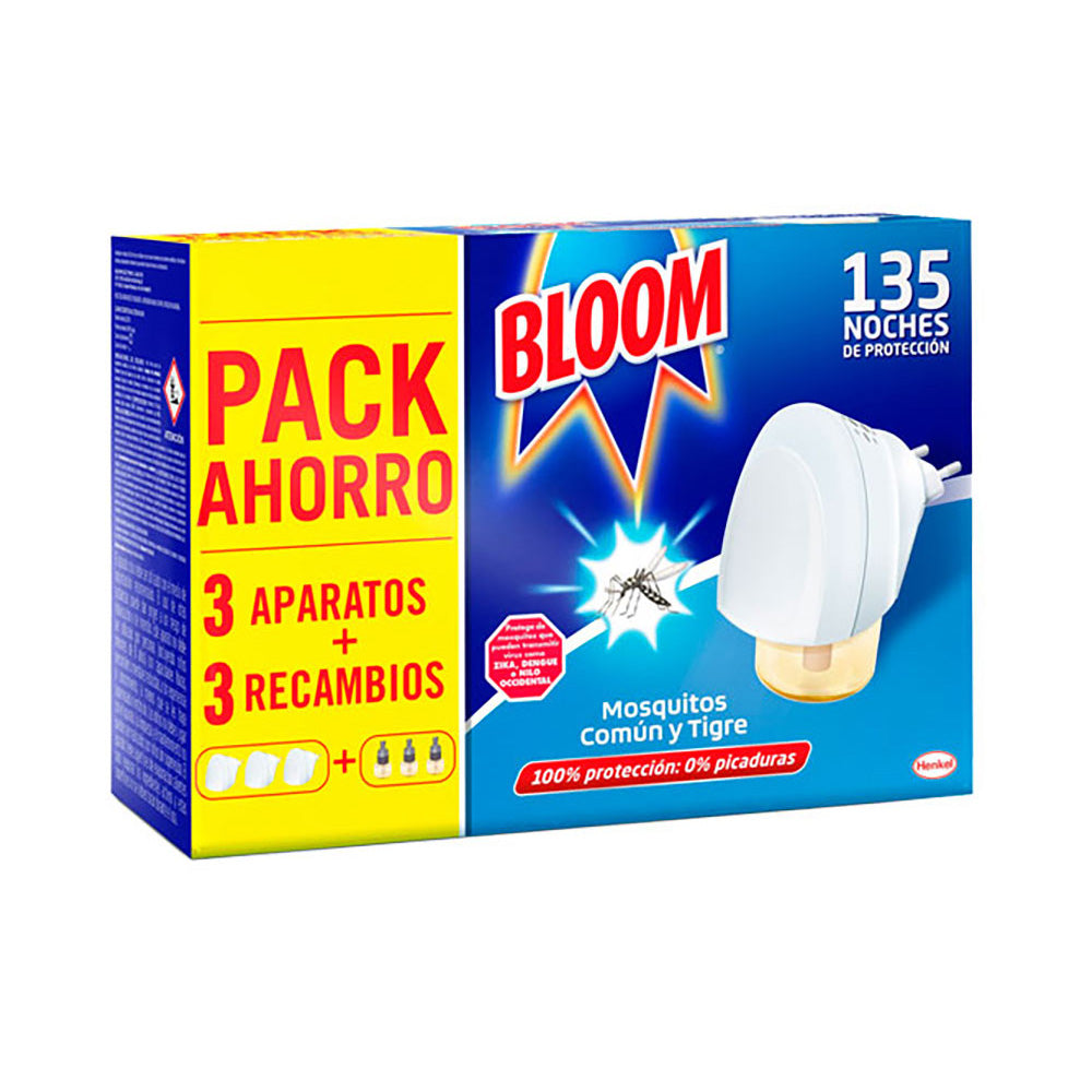 Pack Ahorro Bloom Eléctrico – Aparato + 3 Recambios – Mosquitos Común y Tigre